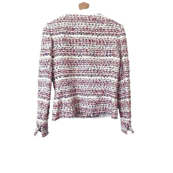Karl Lagerfeld Paris Red White Blue Tweed Front Pocket Button Jacket‎ Size 4 - Picture 3 of 5